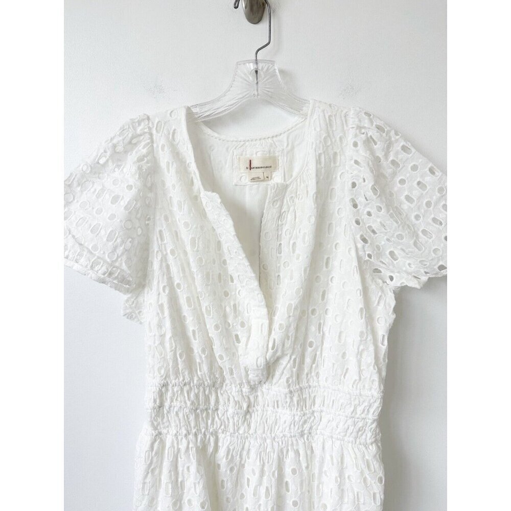 NWT Anthropologie The Somerset Mini Dress: Eyelet Edition 1X White Vacation - Picture 7 of 10